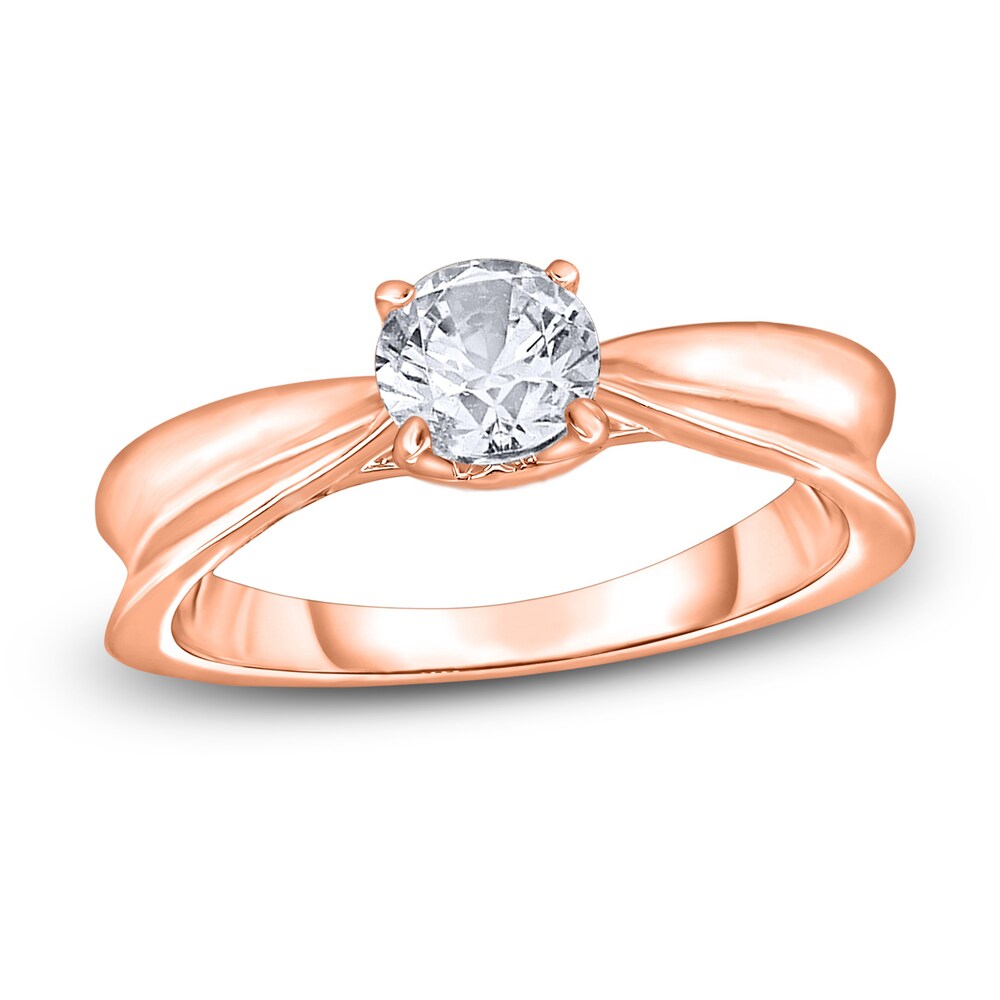 Diamond Solitaire Concave Engagement Ring 3/4 ct tw Round 14K Rose Gold (I2/I) OJ5FvG2X