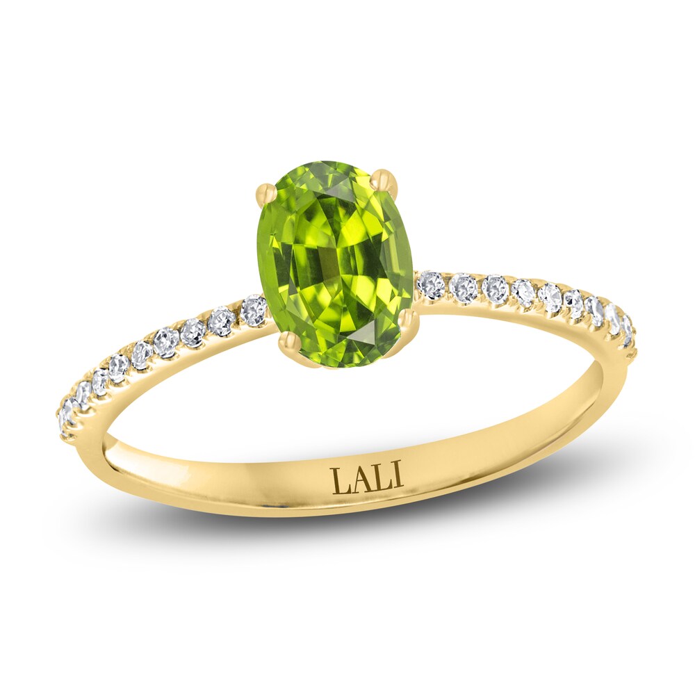 LALI Jewels Natural Peridot Engagement Ring 1/10 ct tw Round 14K Yellow Gold OKYdo6Ao [OKYdo6Ao]