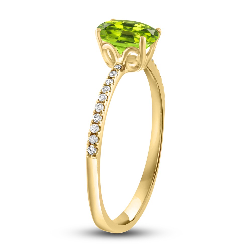 LALI Jewels Natural Peridot Engagement Ring 1/10 ct tw Round 14K Yellow Gold OKYdo6Ao