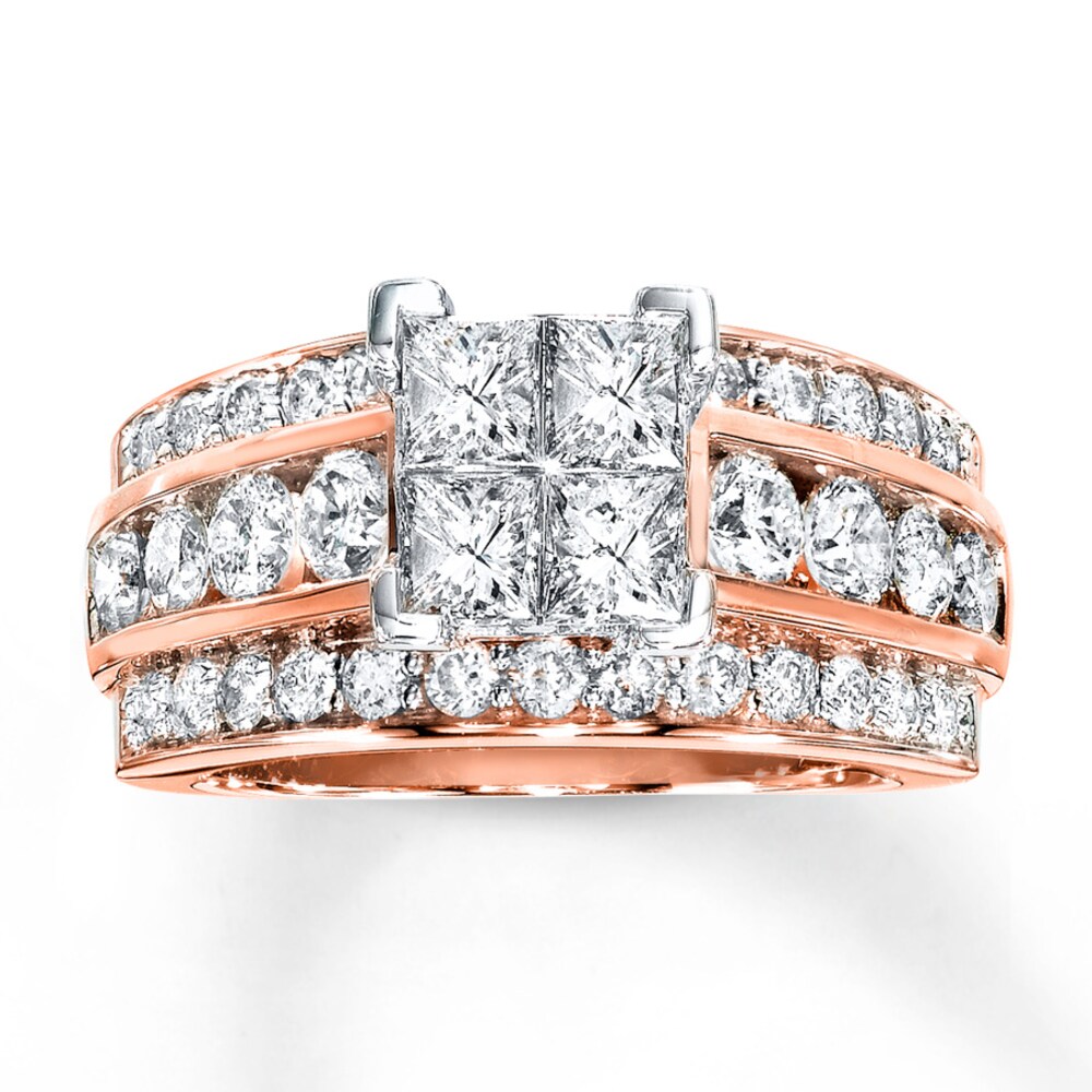 Diamond Engagement Ring 2-5/8 ct tw Princess/Round 14K Gold OMacPNGB