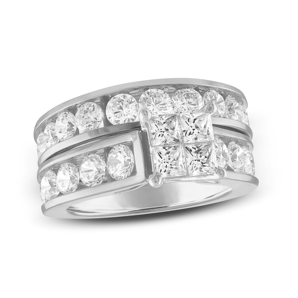 Diamond Bridal Set 3-7/8 ct tw Round/Princess 14K White Gold ON600CTR