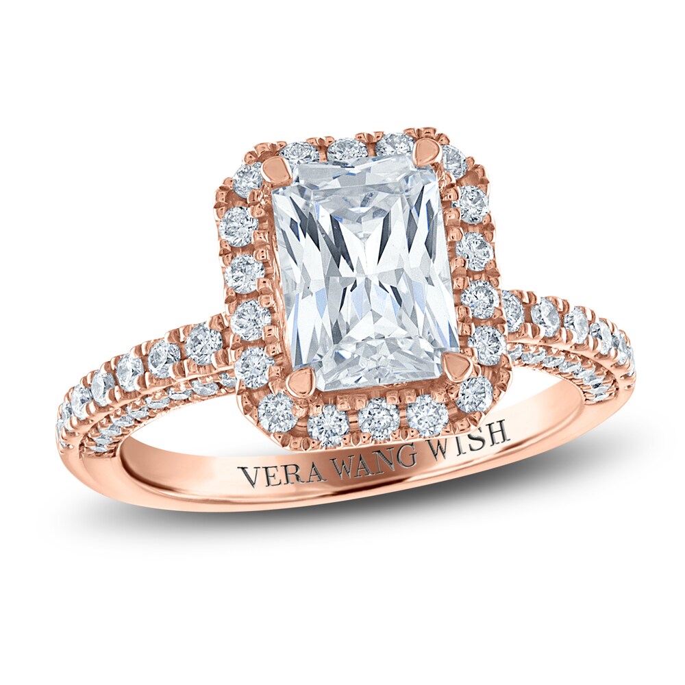 Vera Wang WISH Diamond Engagement Ring 2-3/4 ct tw Emerald/Round 18K Rose Gold ONvfrqFN