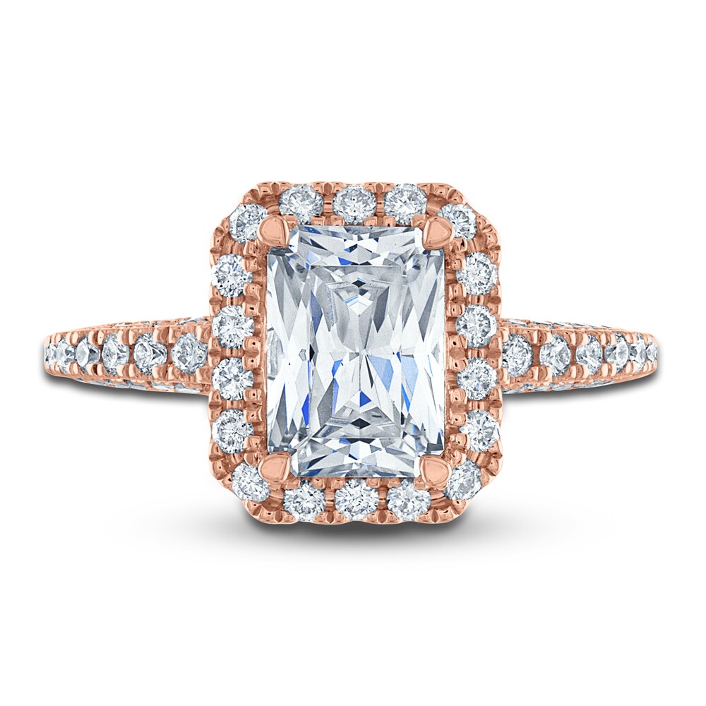 Vera Wang WISH Diamond Engagement Ring 2-3/4 ct tw Emerald/Round 18K Rose Gold ONvfrqFN