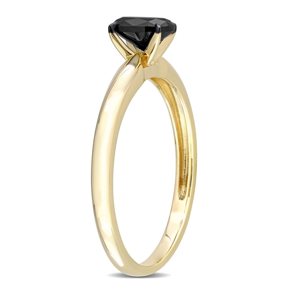 Black Diamond Solitaire Engagement Ring 1/2 ct tw Oval-cut 14K Yellow Gold Olhjv8pj