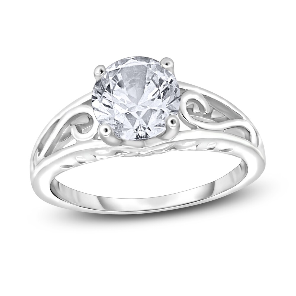 Diamond Solitaire Scroll Engagement Ring 1/2 ct tw Round 14K White Gold (I2/I) OpUr2Gq3