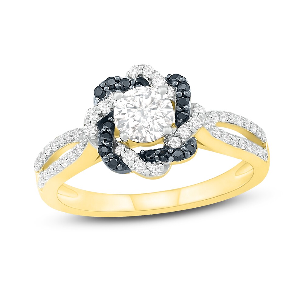 Black Diamond Engagement Ring 3/4 ct tw Round 14K Yellow Gold OuCouoZL