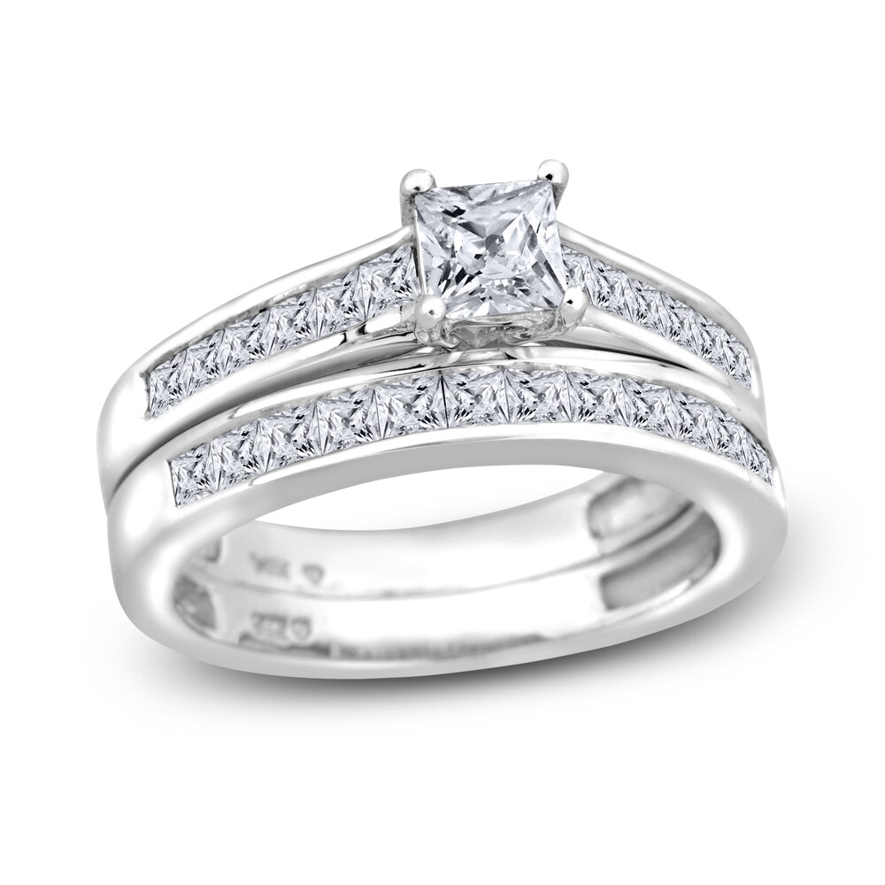 Diamond Bridal Set 1-1/2 ct tw Princess 14K White Gold OusNwayE