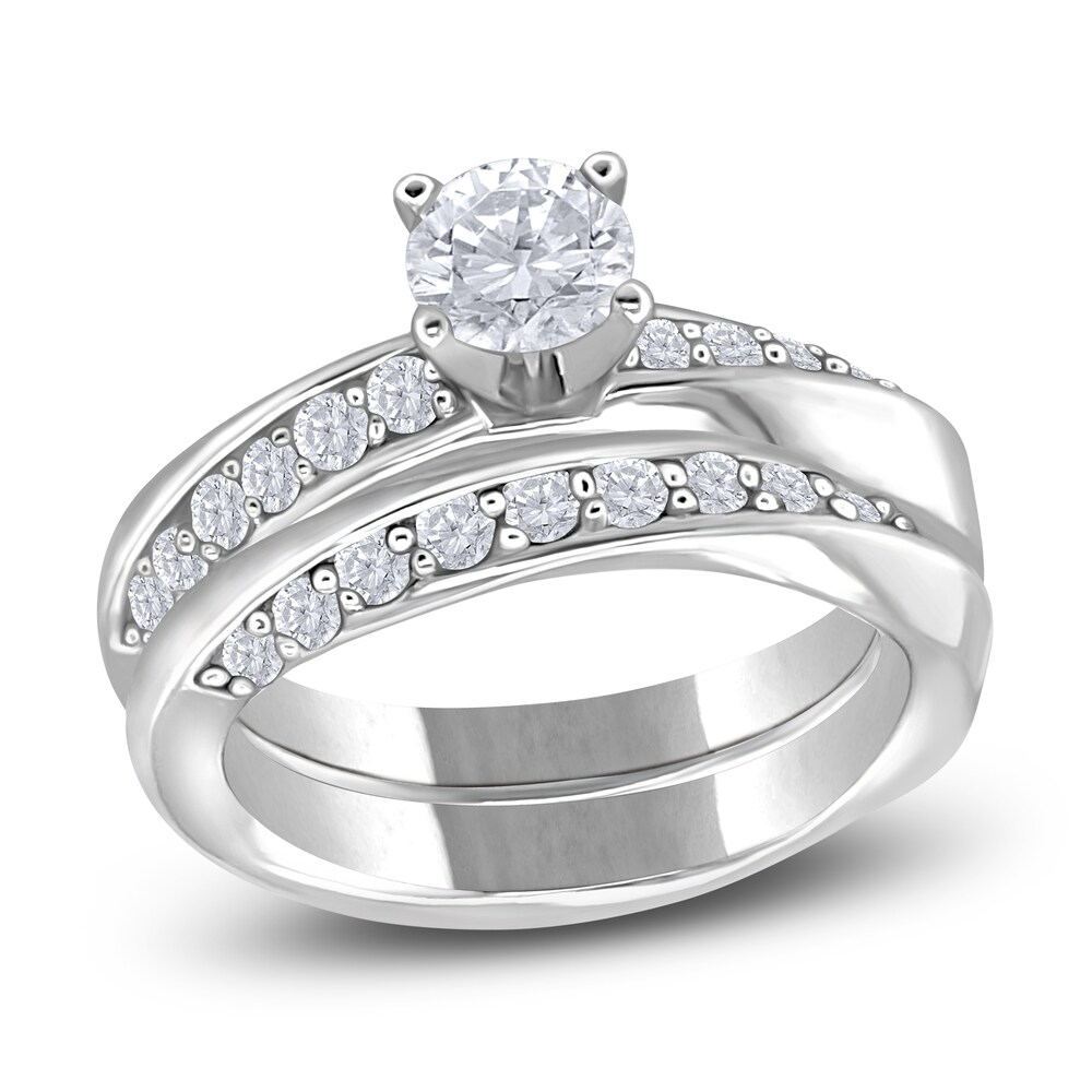 Diamond Bridal Set 1-1/4 ct tw Round 14K White Gold P0MhIrp1