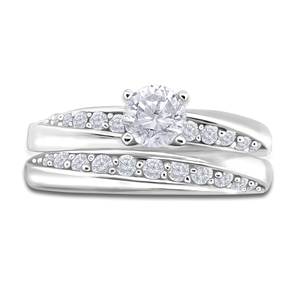 Diamond Bridal Set 1-1/4 ct tw Round 14K White Gold P0MhIrp1