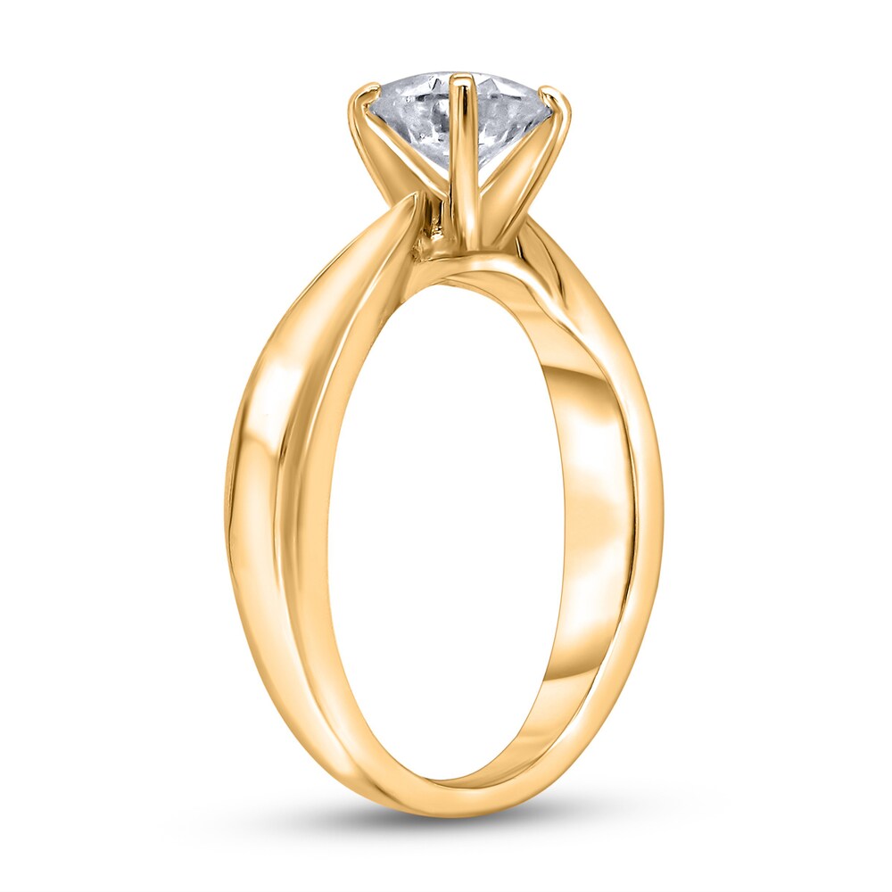 Diamond Solitaire Concave Engagement Ring 3/4 ct tw Round 14K Yellow Gold (I2/I) PA0A2rRW