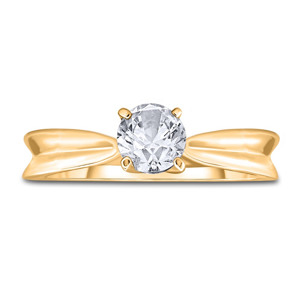 Diamond Solitaire Concave Engagement Ring 3/4 ct tw Round 14K Yellow Gold (I2/I) PA0A2rRW