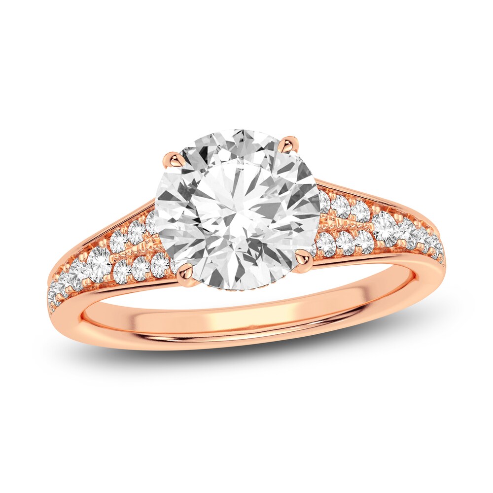 Lab-Created Diamond Engagement Ring 2-1/3 ct tw Round 14K Rose Gold PDSI0q6s