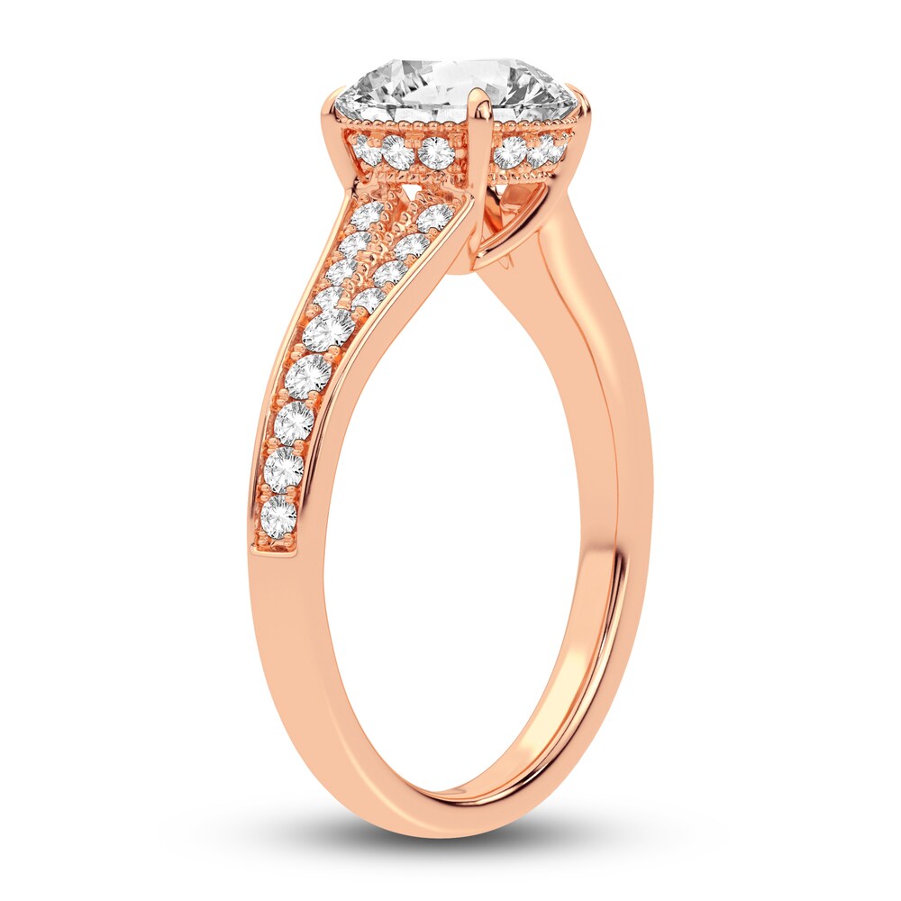 Lab-Created Diamond Engagement Ring 2-1/3 ct tw Round 14K Rose Gold PDSI0q6s