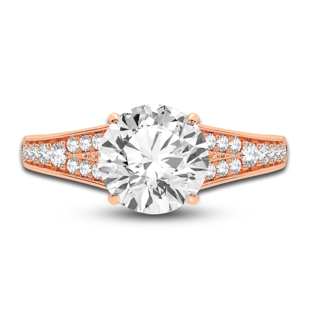 Lab-Created Diamond Engagement Ring 2-1/3 ct tw Round 14K Rose Gold PDSI0q6s