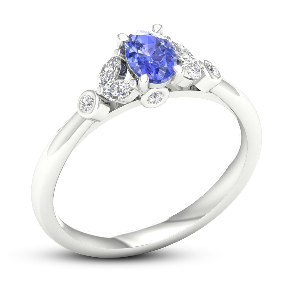 Natural Tanzanite Ring 1/3 ct tw Diamonds 14K White Gold PECYXqm0