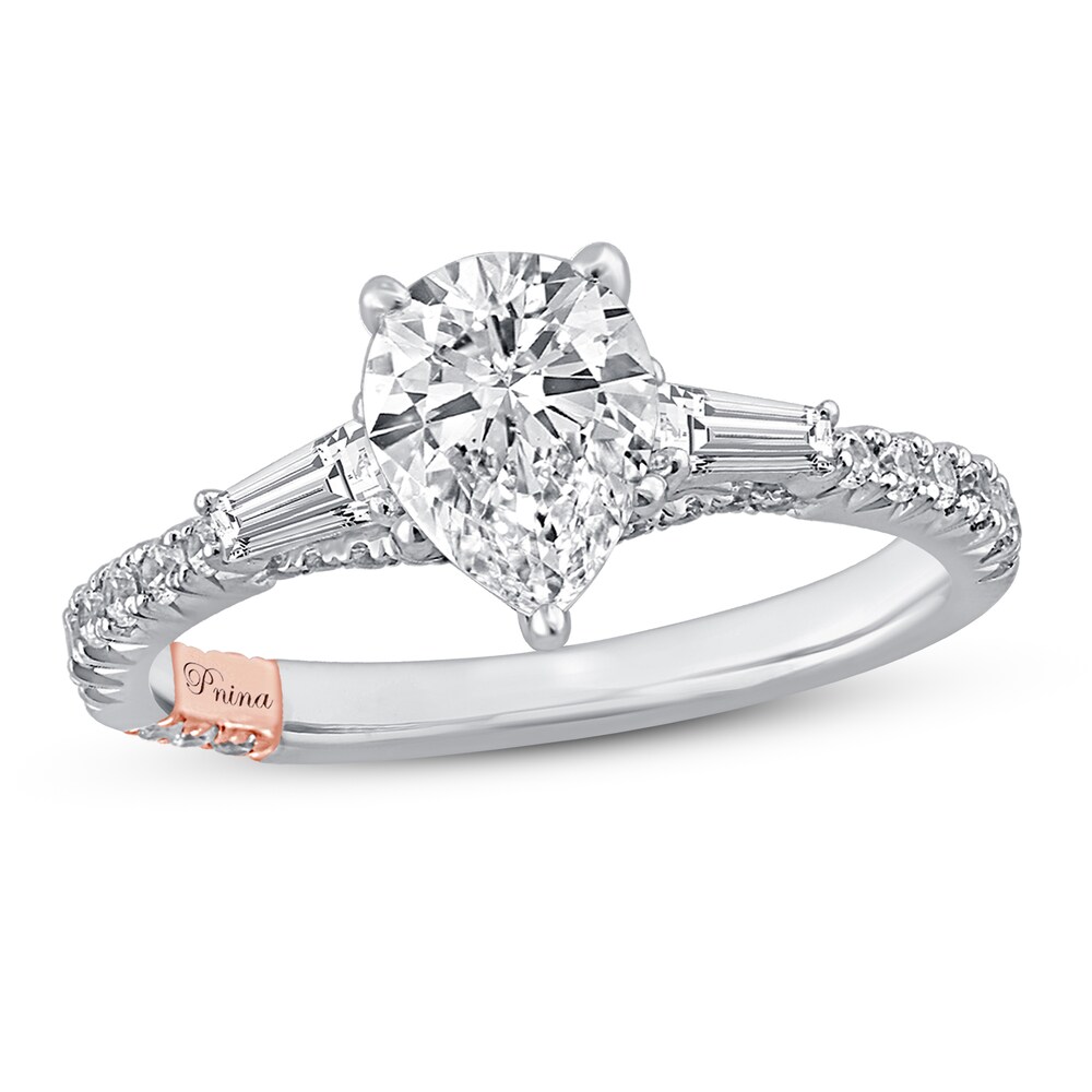 Pnina Tornai It's Raining Love Diamond Engagement Ring 1-3/8 ct tw Pear-shaped/Baguette/Round 14K White Gold PK2QEpt0
