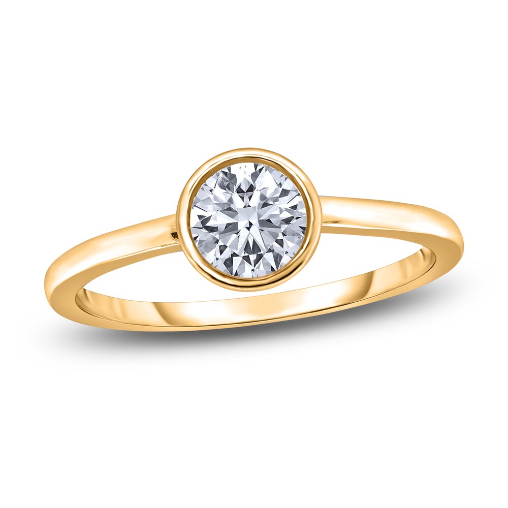 Diamond Solitaire Engagement Ring 1 ct tw Bezel-Set Round 14K Yellow Gold (I2/I) PQrfrA8F