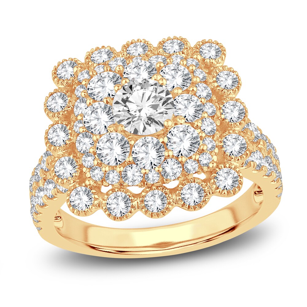 Diamond Engagement Ring 2-1/2 ct tw Round 14K Yellow Gold PRreOBD0