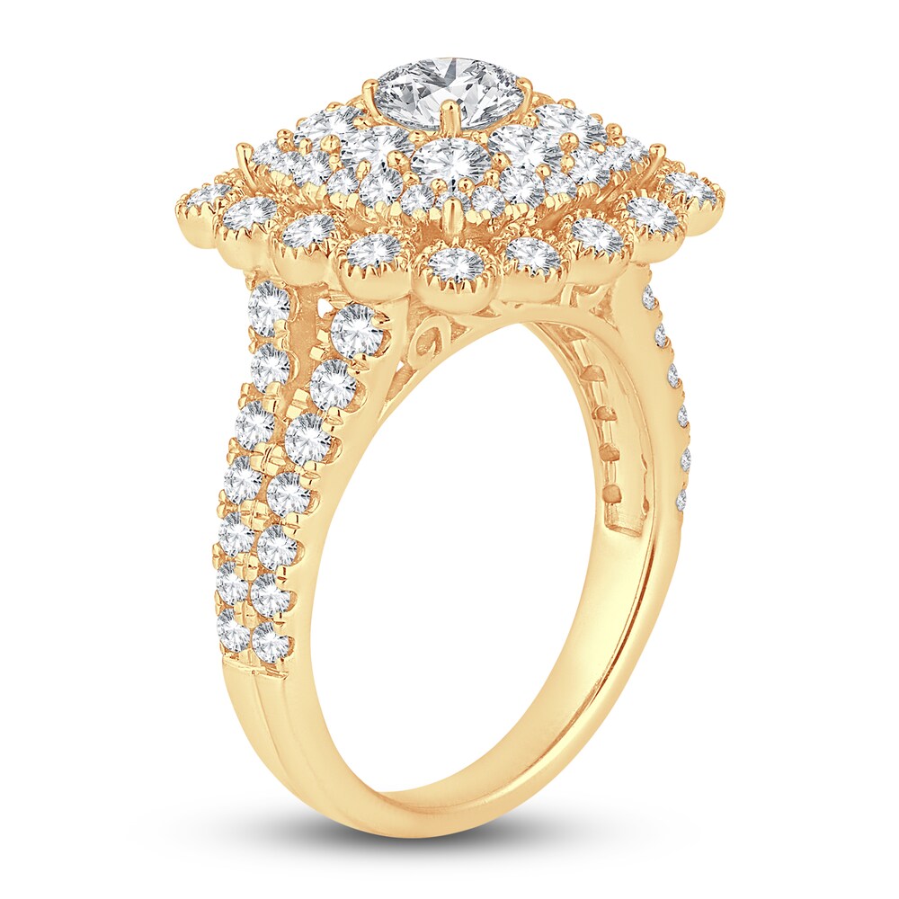 Diamond Engagement Ring 2-1/2 ct tw Round 14K Yellow Gold PRreOBD0