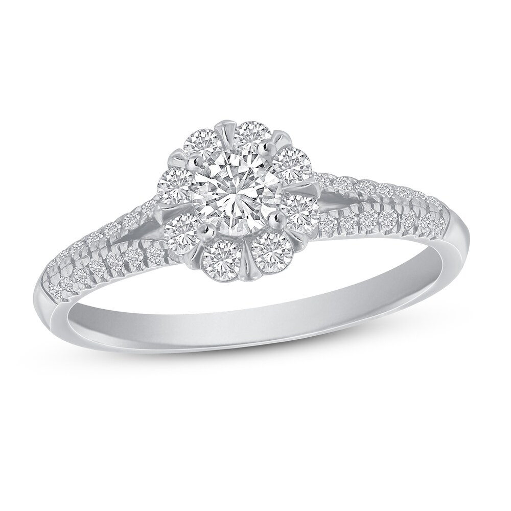 Diamond Engagement Ring 5/8 ct tw Round 14K White Gold PdkDRy88