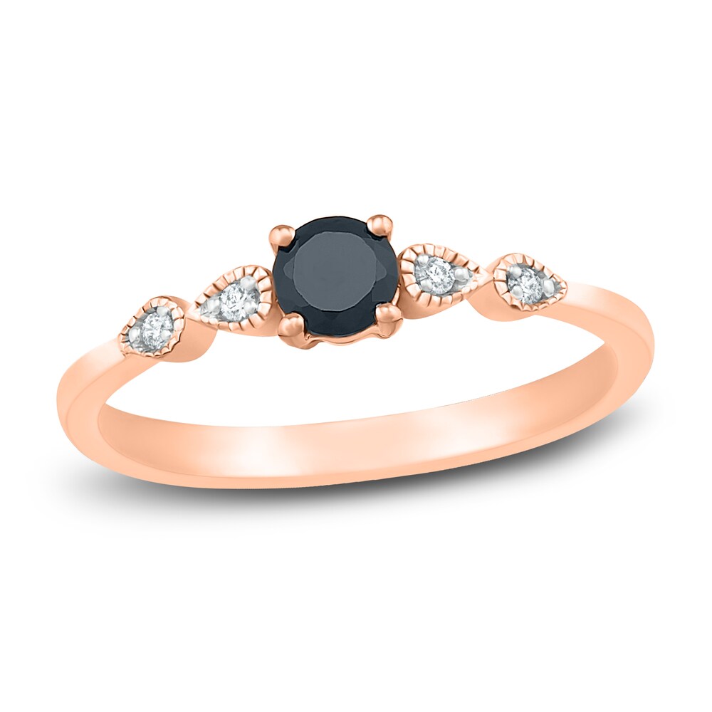 Black Diamond Promise Ring 1/4 ct tw Round 10K Rose Gold Pe0sjabz