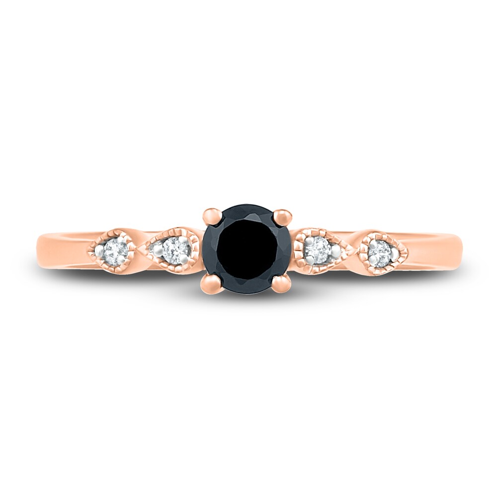 Black Diamond Promise Ring 1/4 ct tw Round 10K Rose Gold Pe0sjabz