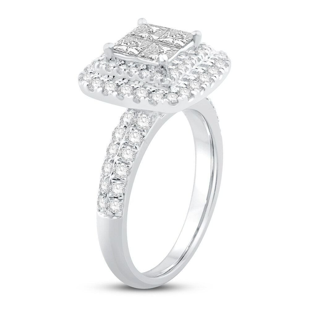 Diamond Engagement Ring 1-3/4 ct tw Round/Princess 14K White Gold PenYGoYk