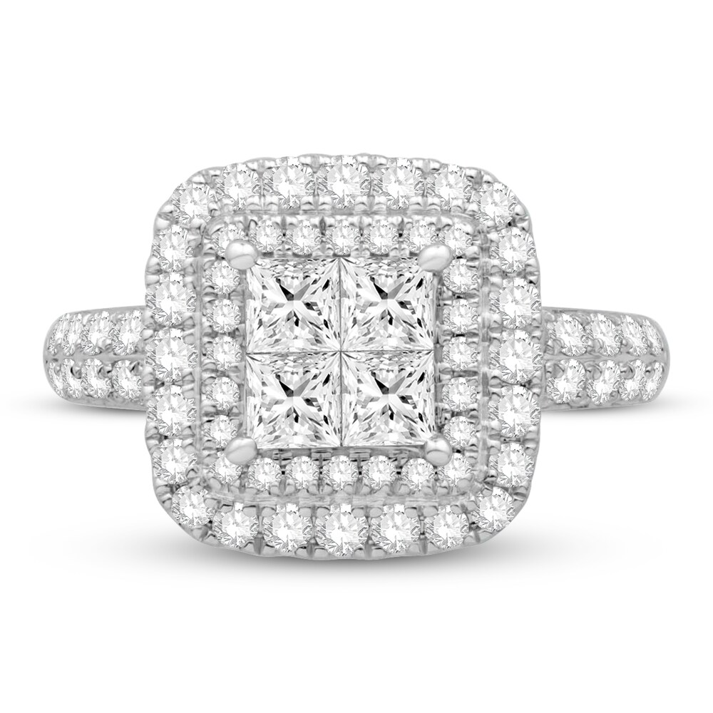 Diamond Engagement Ring 1-3/4 ct tw Round/Princess 14K White Gold PenYGoYk