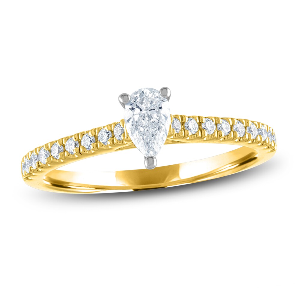 Diamond Engagement Ring 1/2 ct tw Pear-shaped/Round 14K Yellow Gold PfqnsQgL