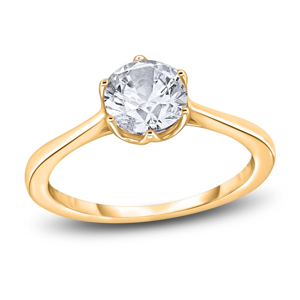 Diamond Cathedral Solitaire Engagement Ring 1 ct tw Round 14K Yellow Gold (I2/I) PoZphY3s