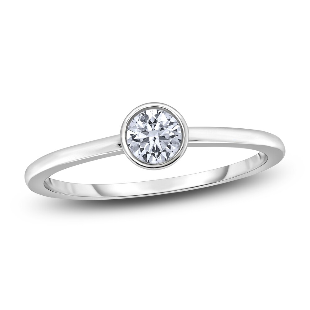 Diamond Solitaire Engagement Ring 1/2 ct tw Bezel-Set Round 14K White Gold (I2/I) PqSBGpn2