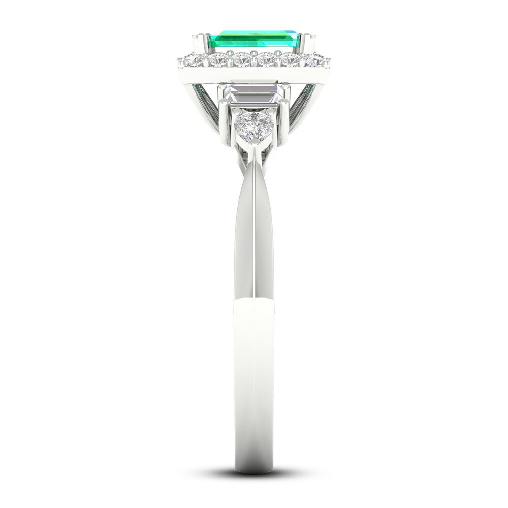 Natural Emerald Ring 1/3 ct tw Diamonds 14K White Gold Ps0PSSUT