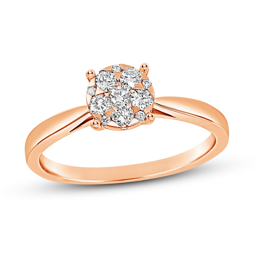Diamond Engagement Ring 1/4 ct tw Round 14K Rose Gold Pvec3oAV
