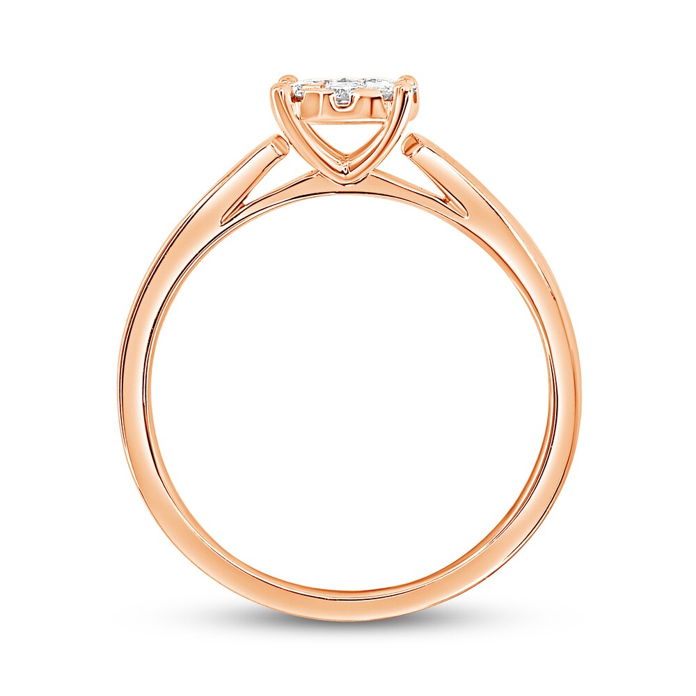 Diamond Engagement Ring 1/4 ct tw Round 14K Rose Gold Pvec3oAV