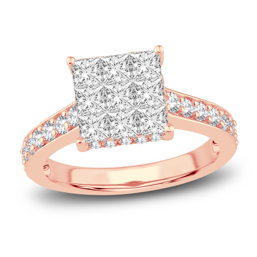 Diamond Engagment Ring 1-3/4 ct tw Round 14K Rose Gold Q2DXEJMt [Q2DXEJMt]