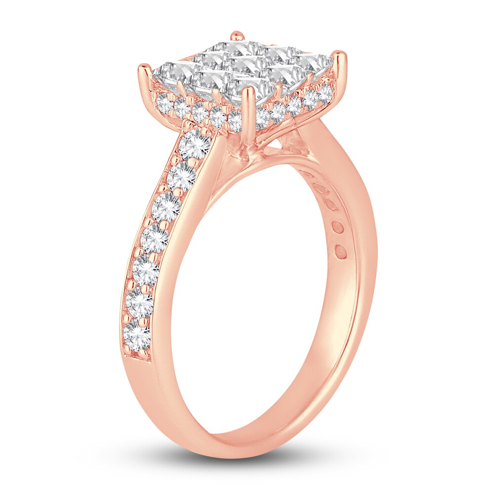 Diamond Engagment Ring 1-3/4 ct tw Round 14K Rose Gold Q2DXEJMt