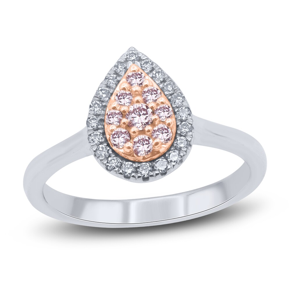 Pink & White Diamond Engagement Ring 1/3 ct tw Round 14K Two-Tone Gold Q2tFB250