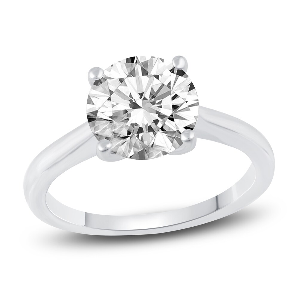 Lab-Created Diamond Solitaire Ring 3 ct tw Round 14K White Gold (F/VS2) QEokfsB2