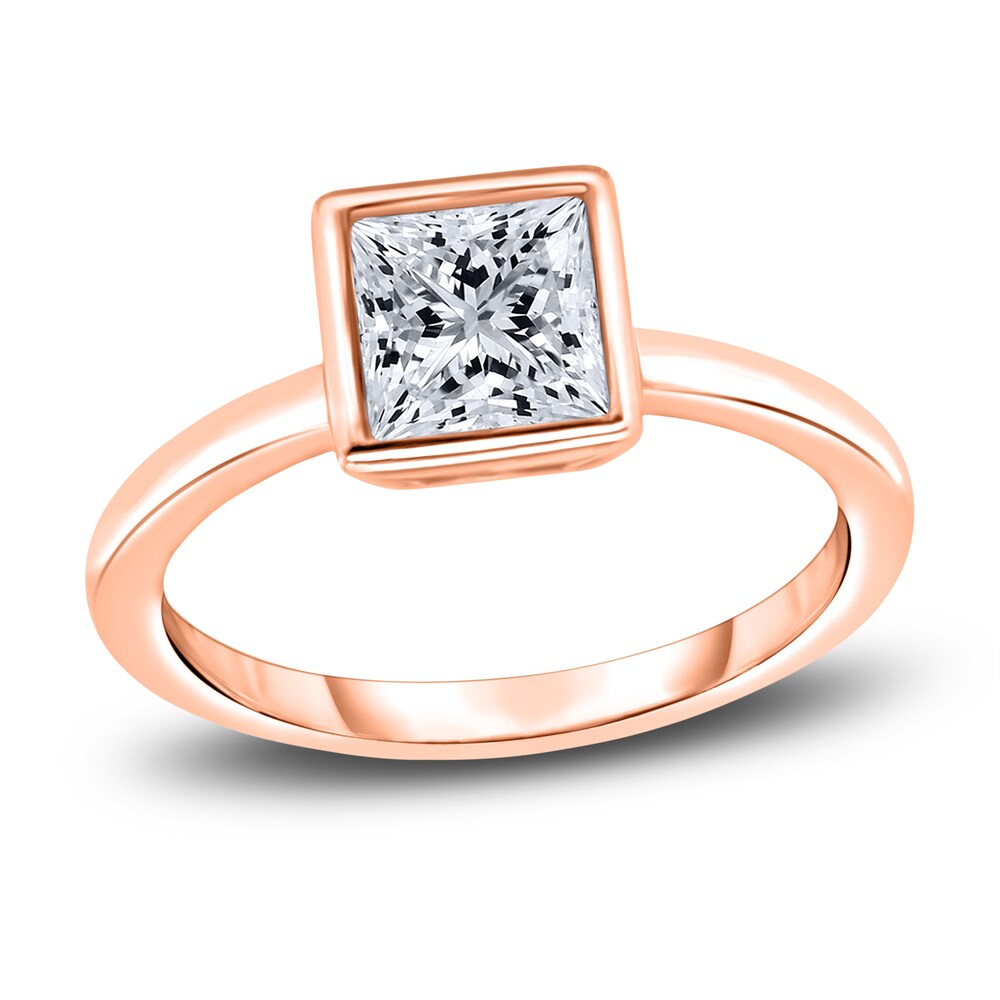 Diamond Solitaire Engagement Ring 1 ct tw Bezel-Set Princess 14K Rose Gold (I2/I) QExF3Dp9
