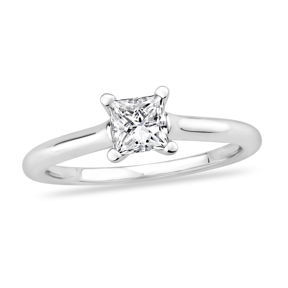 Diamond Solitaire Engagement Ring 7/8 ct tw Princess-cut 14K White Gold (I2/I) QFhleJCM