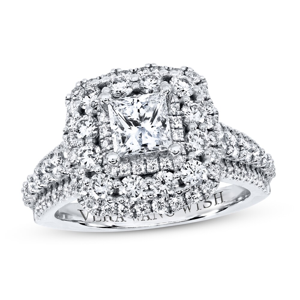 Vera Wang WISH Diamond Engagement Ring 2-1/5 ct tw Round/Princess 14K White Gold QFmFsjv8