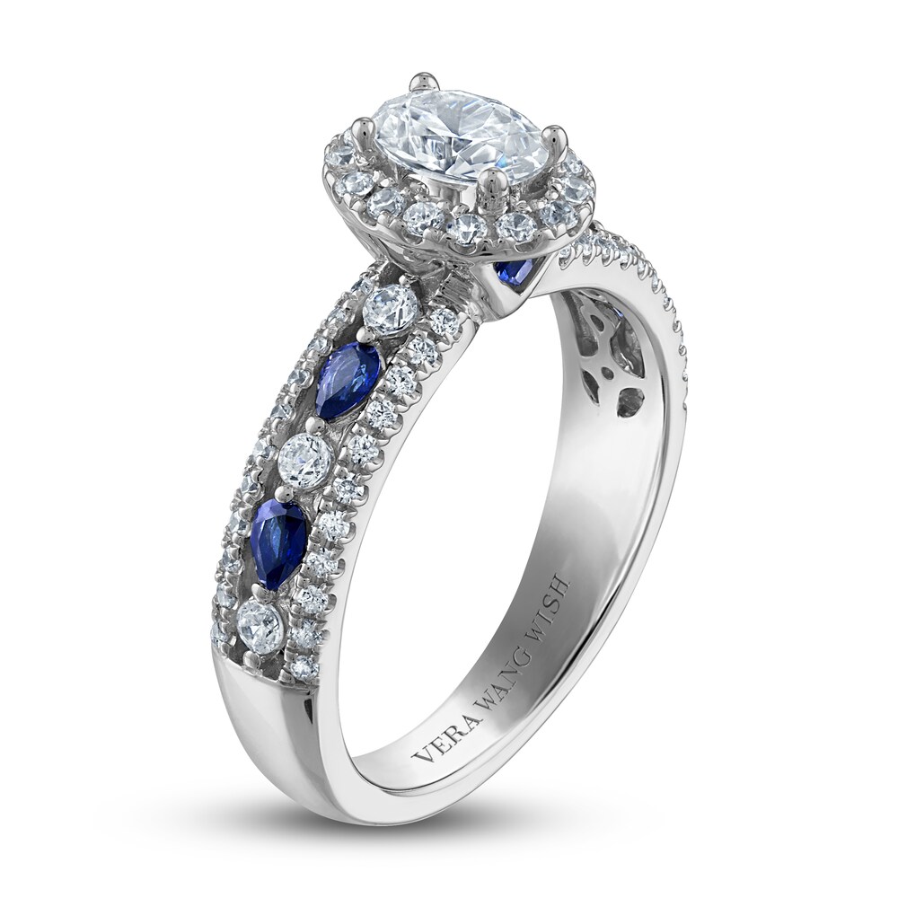 Vera Wang WISH Diamond & Blue Sapphire Engagement Ring 1 ct tw Round 14K White Gold QJAhtlkS