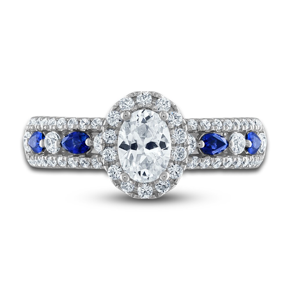 Vera Wang WISH Diamond & Blue Sapphire Engagement Ring 1 ct tw Round 14K White Gold QJAhtlkS