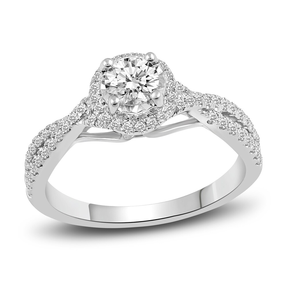Diamond Engagement Ring 3/4 ct tw Round 10K White Gold QKrq9vNw