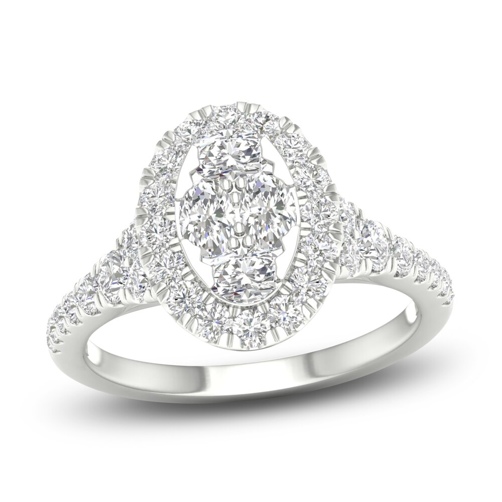 Diamond Engagement Ring 1-1/4 ct tw Oval/Round 14K White Gold Qd1L70lQ