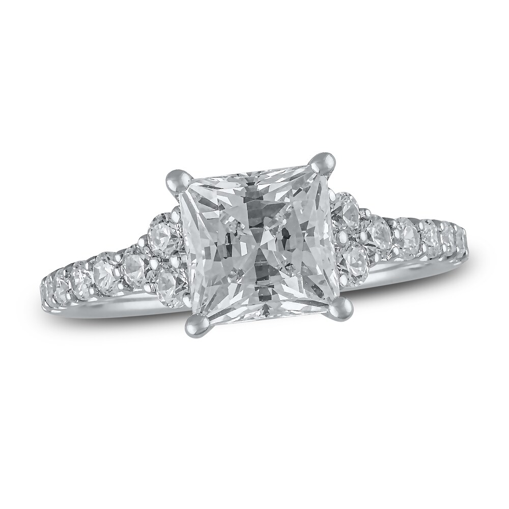 Lab-Created Diamond Engagement Ring 2 ct tw Princess/Round 14K White Gold QjaIOIHU