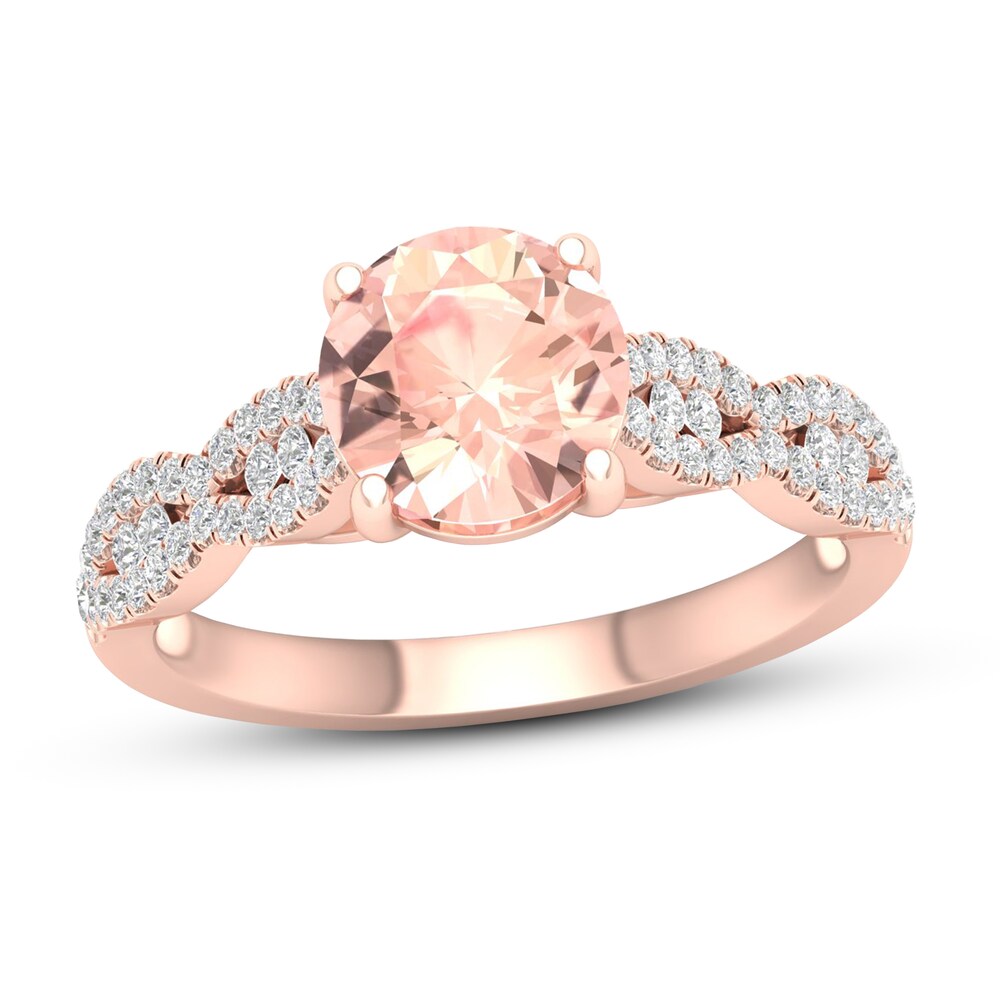 Morganite Engagement Ring 1/3 ct tw Diamonds 14K Rose Gold QxBThZri