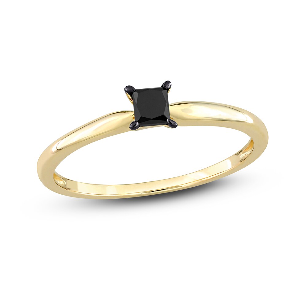 Black Diamond Solitaire Engagement Ring 1/4 ct tw Princess-cut 14K Yellow Gold Qyfl8Y3Q