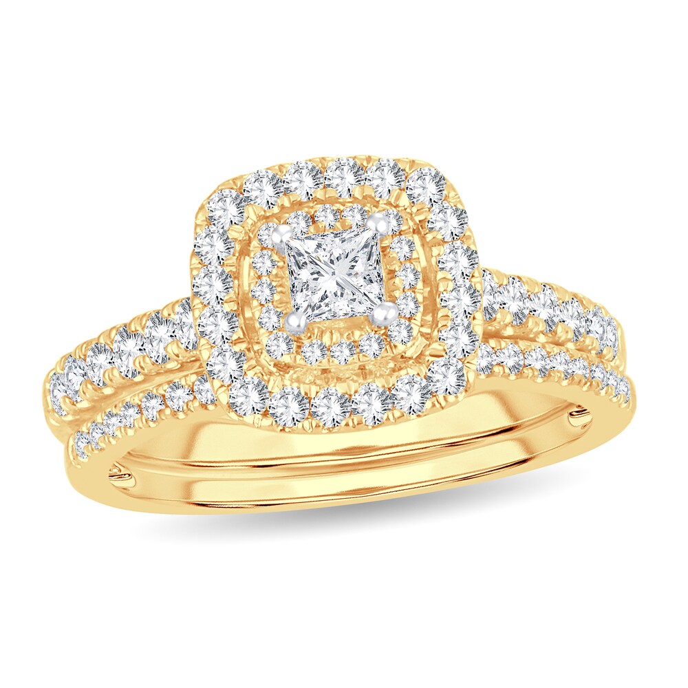 Diamond Bridal Set 1 ct tw Princess 14K Yellow Gold R1Jlh5KQ