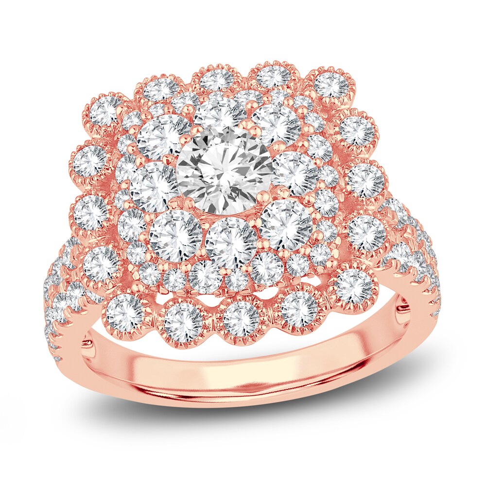 Diamond Engagement Ring 2-1/2 ct tw Round 14K Rose Gold R4dRn7hJ